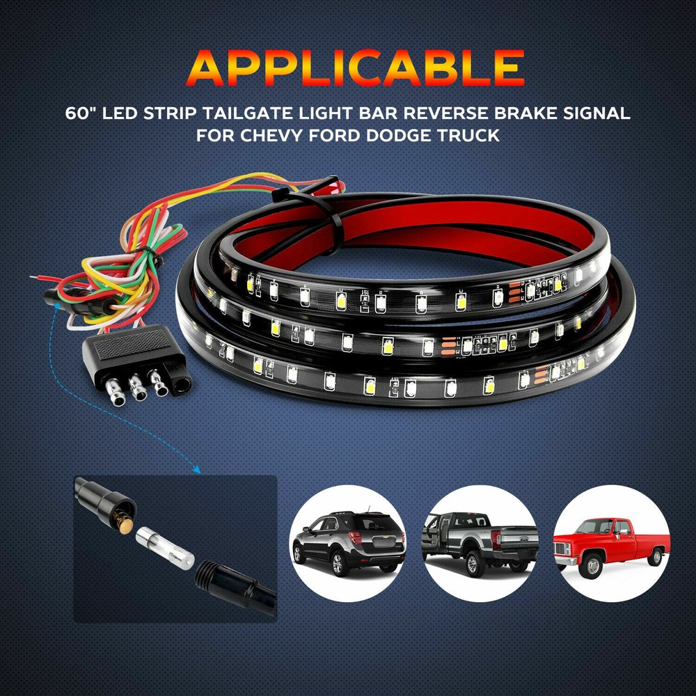 60" INCH LED Strip Tailgate Light Bar Reverse Brake For Chevy Ford Dodge Truck