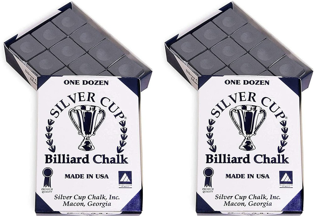 Silver Cup Billiard Chalk - 2 Dozen (Charcoal)