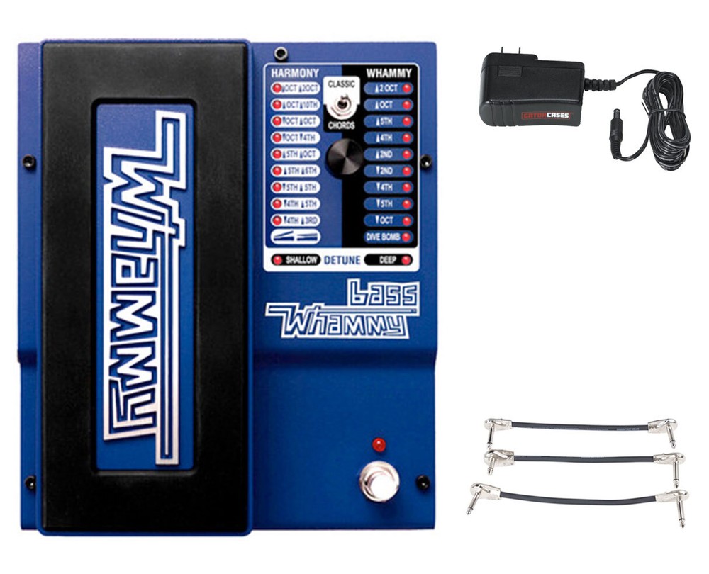 Digitech Bass Whammy + Gator 9V Power Combo & 3 Patch Cables