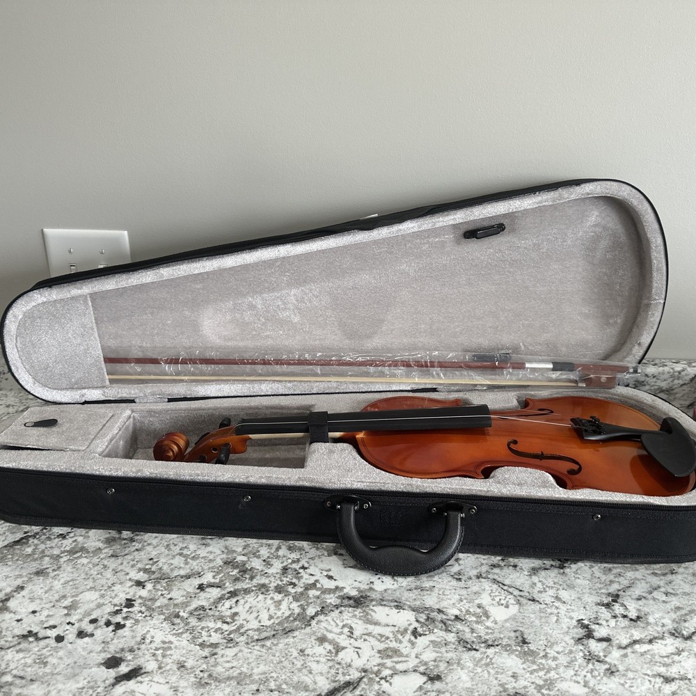 Beginner Adult Violin Kit 4/4 New In Open Box With Black Case