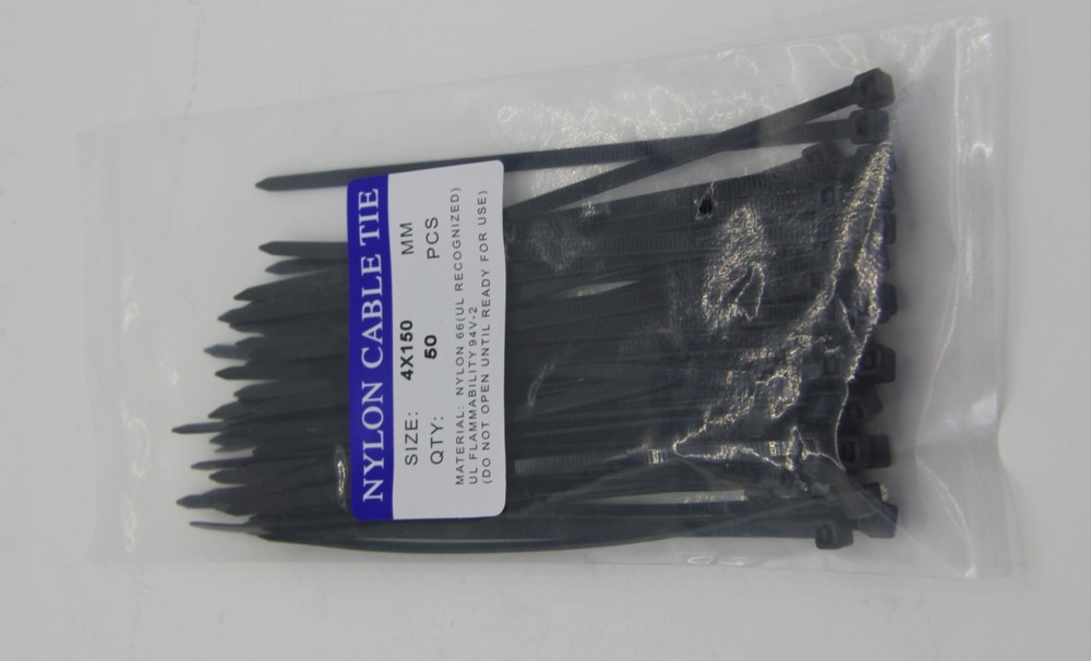 Black Zip Ties 4 Sizes: 4"+6"+8"+12" Self-Locking Nylon Multi-Purpose