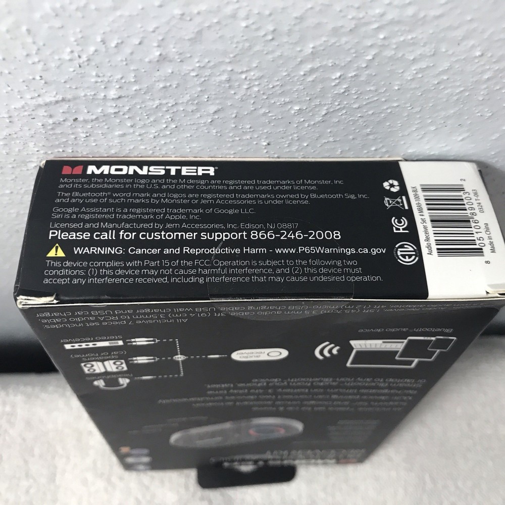 Monster Bluetooth Audio Receiver Full Kit With Siri And Google Virtual Assistant