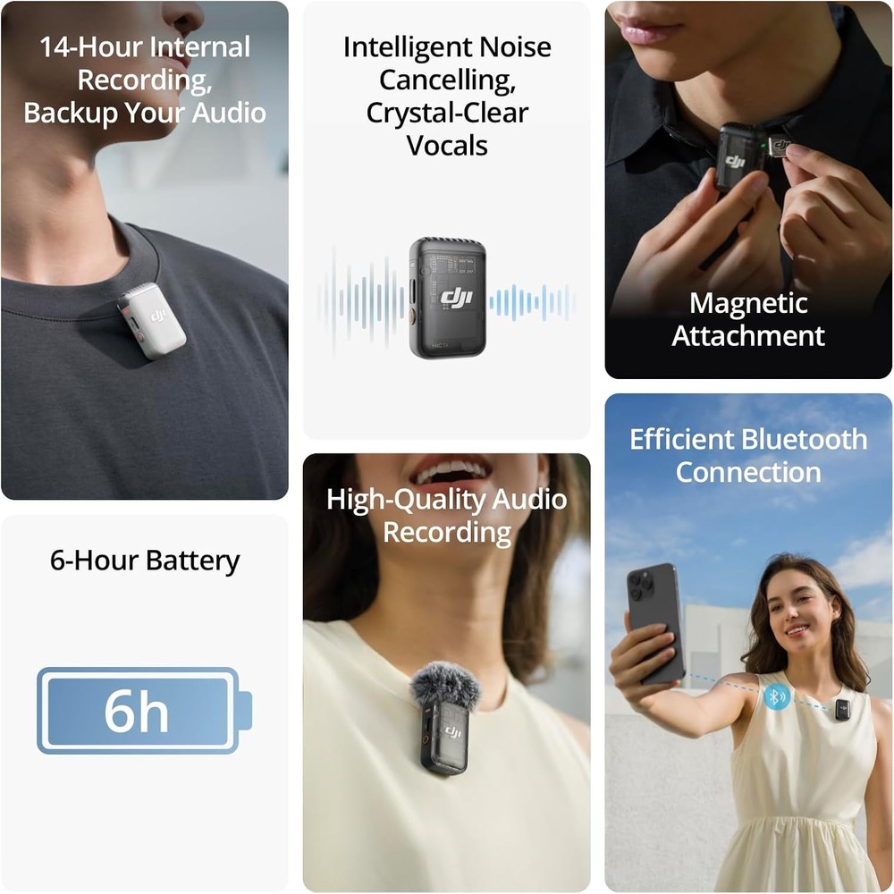 DJI Wireless Microphone Intelligent Noise Cancelling Bluetooth Microphone,Vlog