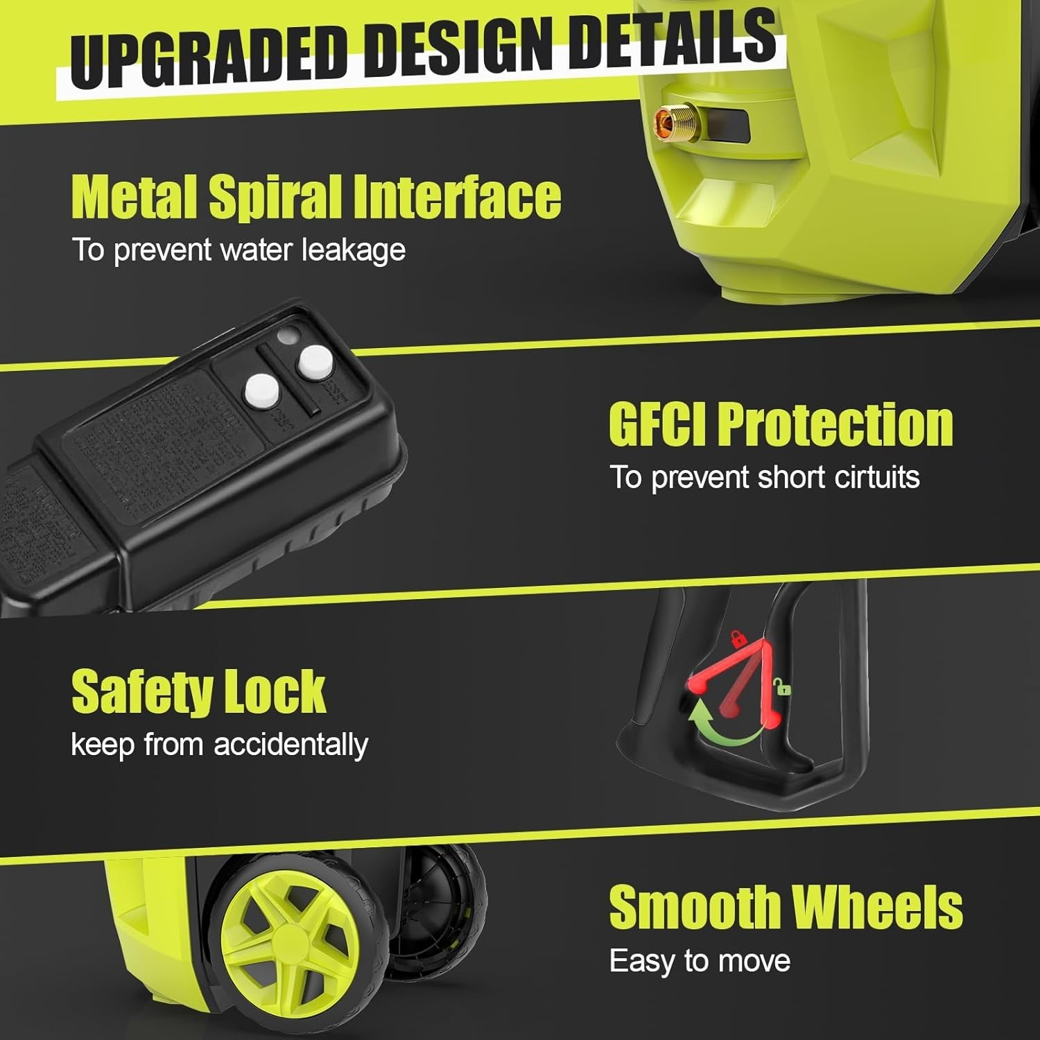 Electric Pressure Washer 4800PSI Max 4.0 GPM Power Washer Cleaning Machine Green