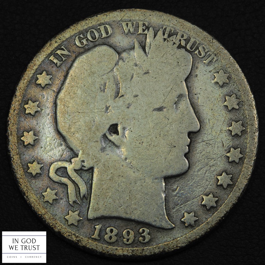 1893 O Barber Silver Half Dollar 50C - Cleaned