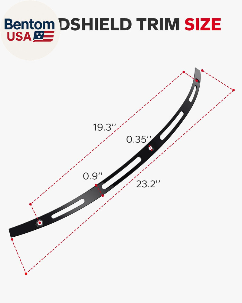 Slotted Polished Windshield Trim Batwing Windshield Trim Black Compatible for Ha