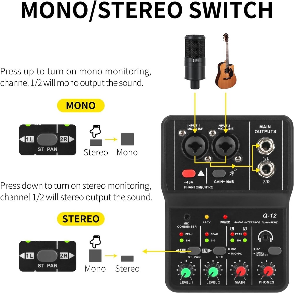 USB Recording Interface with Microphone Jack