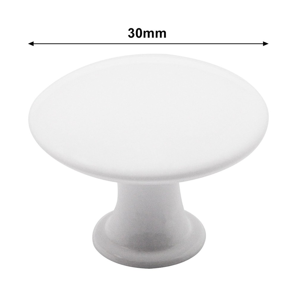 8 Pcs White Cabinet Knobs, Round Dresser Knob Kitchen Drawer Knobs, Single Ho...