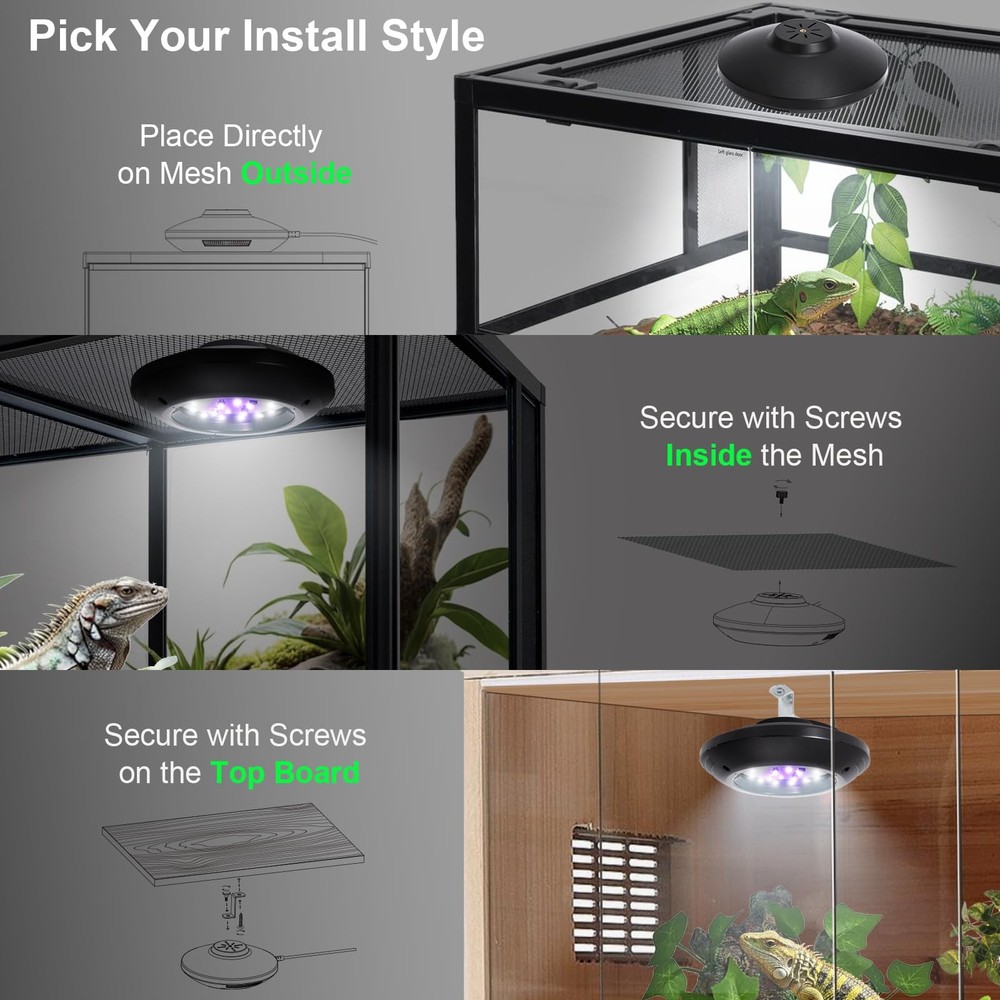 LED UVB Light for Reptiles, 8W UVA UVB Lamp – Timer Switch, Adjustable Bright...