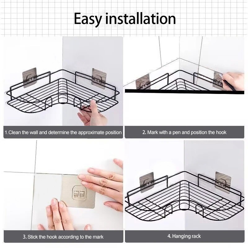 Shower Caddy Shelf Bathroom Corner Bath Storage Holder Organizer Triangular Rack