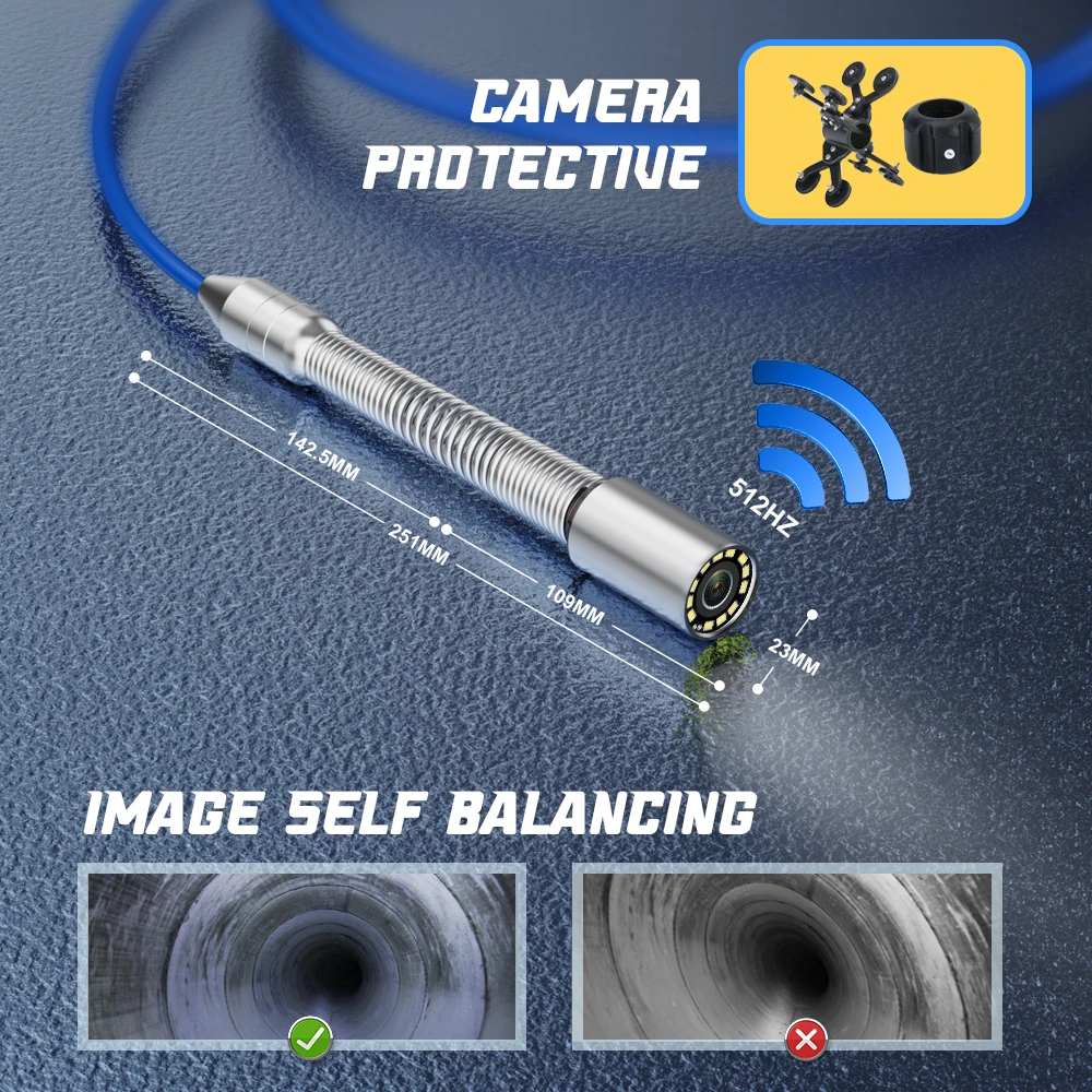 Pipe Sewer Camera 7in Screen 100ft/165ft 5mm Drain Camera Plumbing