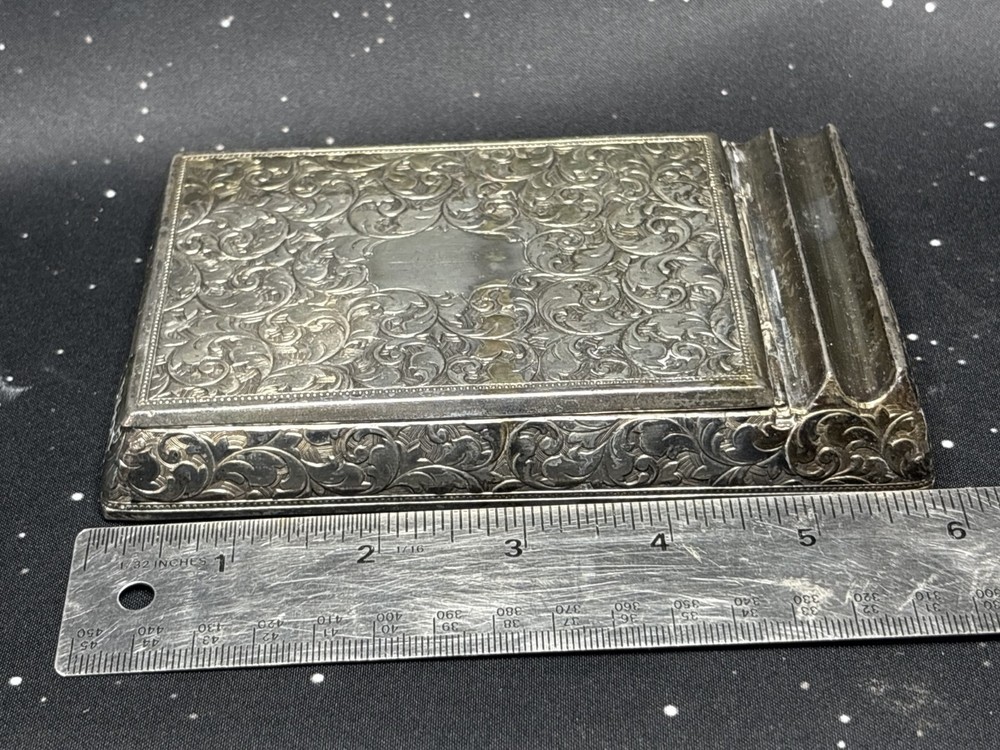 Vintage Delli Silver Tone Ornate Stationary Holder