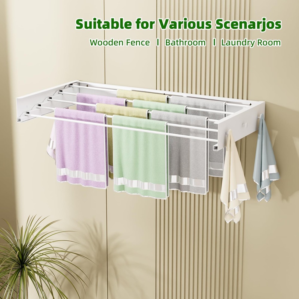 Wall Mounted Drying Rack for Laundry 40'', Folding Drying Rack Clothing Wall ...