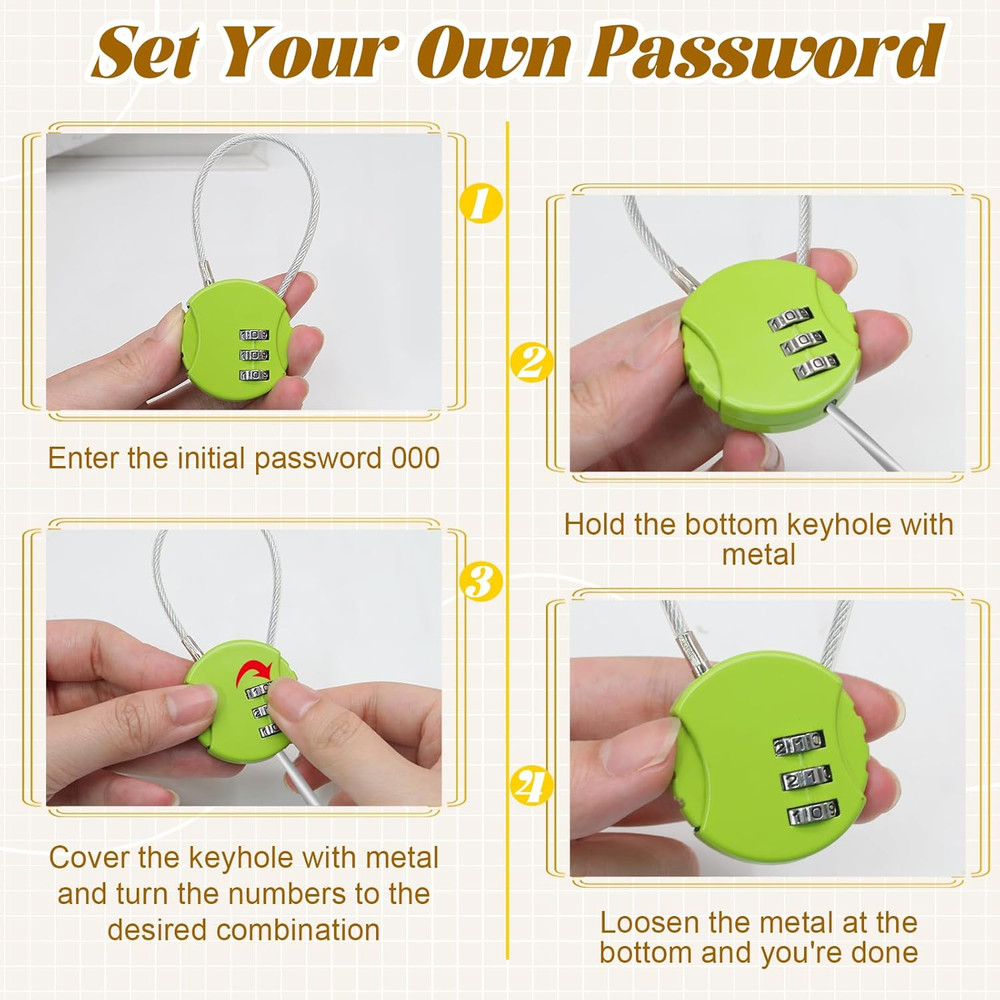 2 Pack 3 Digit Combination Lock - Outdoor Waterproof Padlock - Mini Combination