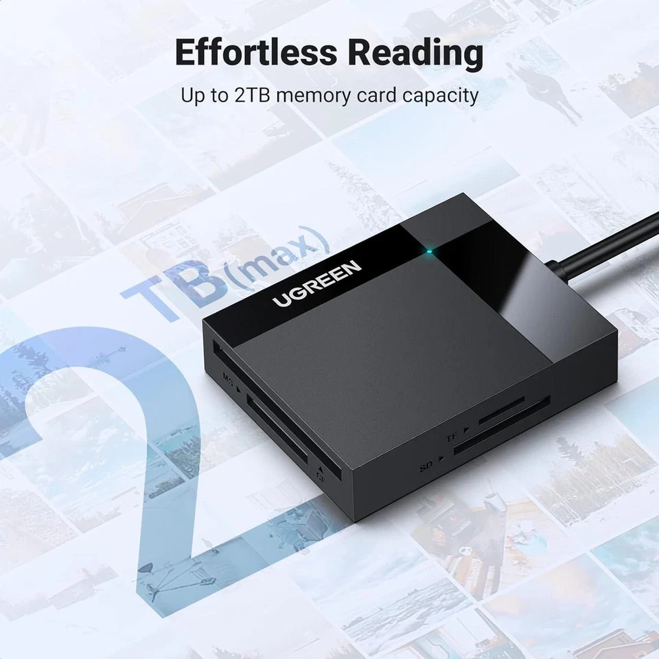 Ugreen 4-in-1 SD Card Reader – USB 3.0 Micro SD & Memory Card Adapter for Extern