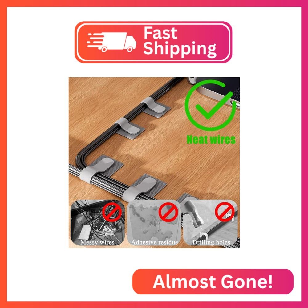 80PCS Hook and Loop Cable Ties, Under Desk Cable Management, Adhesive Cable Stra