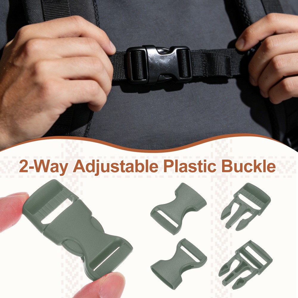 4 Pack Quick Side Release Buckle, 0.8" Plastic Buckle Clip, deep Green