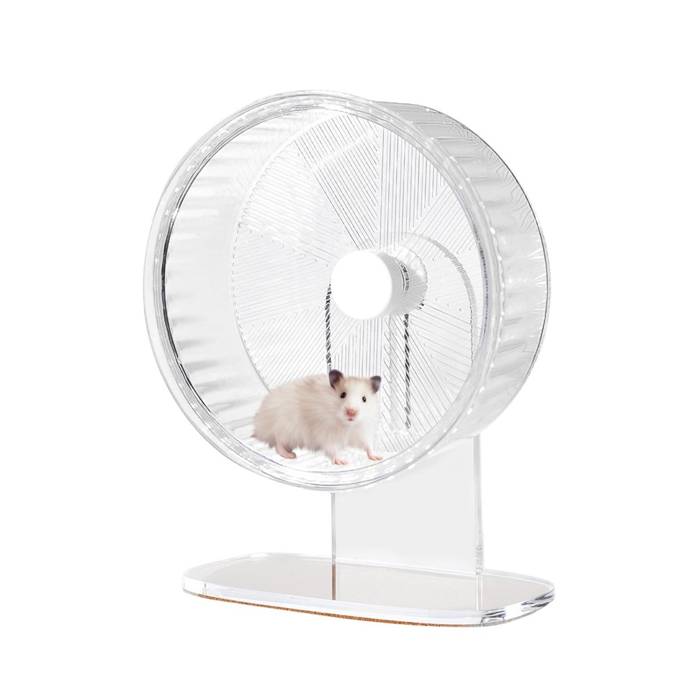 Super-Silent Hamster Exercise Wheel 8.5 Inch Clear Adjustable Stand Spin