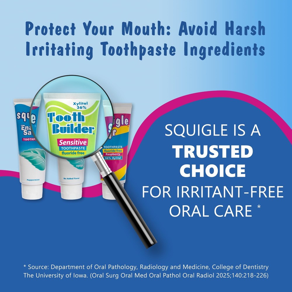 Squigle Tooth Builder SLS Free Toothpaste Stops Tooth Sensitivity Prevents