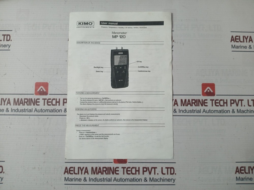 KIMO MP 120 Manometer Measuring and Testing Equipment Set