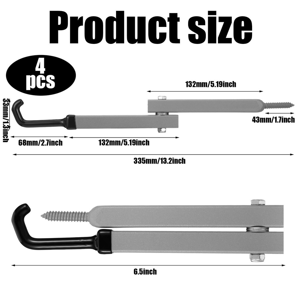 Maxcheck 4 Pack Tree Stand Bow Hanger Hooks for Hunting Folding Bow Holder Ar...