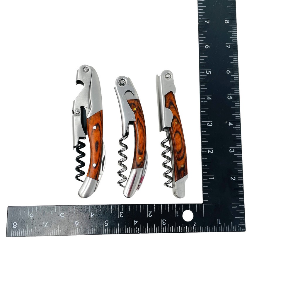 3 Pcs Assorted Peacock Construction Wood Waiter's Corkscrew Wine Bottle Opener