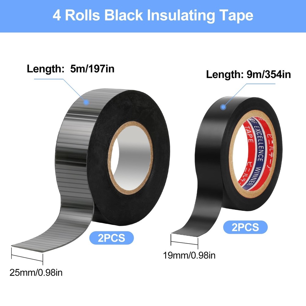Amentalove 4 Rolls Black Electrical Tape, Self Amalgamating