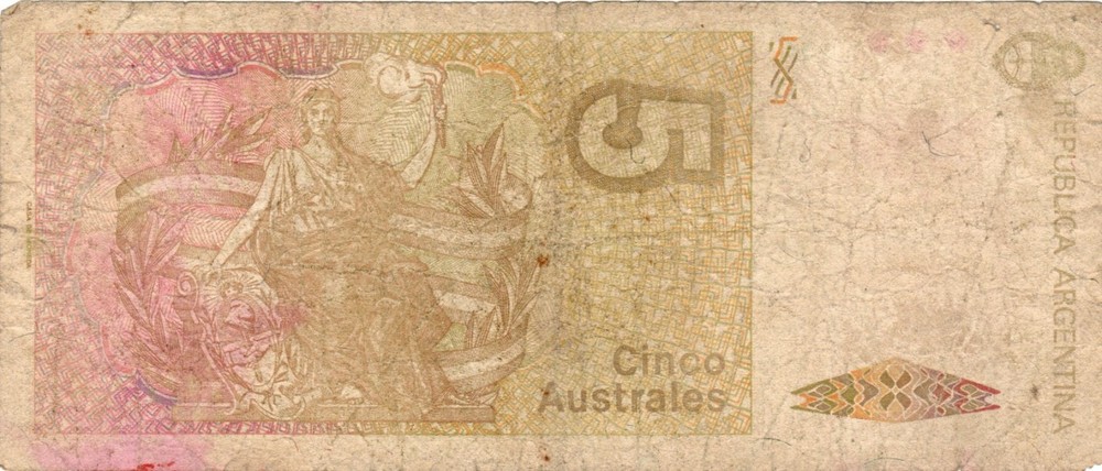 Banknote Argentina P324a 5 Australes 1987