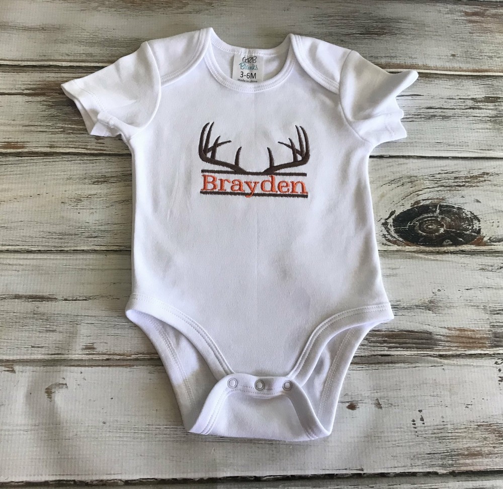 Antler deer Monogrammed Bodysuit