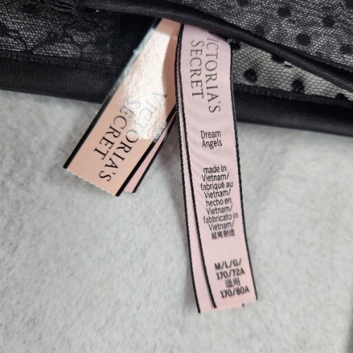 VICTORIA'S SECRET Dream Angels Black Floral Lace Garter Belt Womens M-L NEW