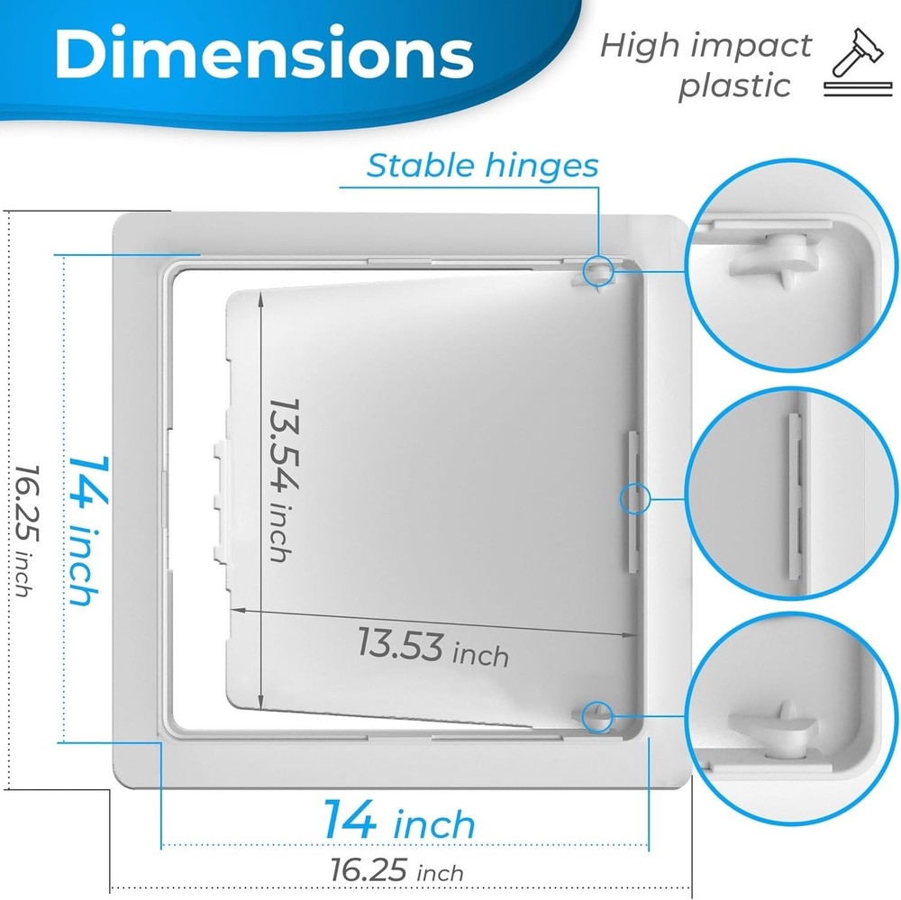 Versatile White Access Panel for Drywall - 14x14 for Plumbing, Electrical & More