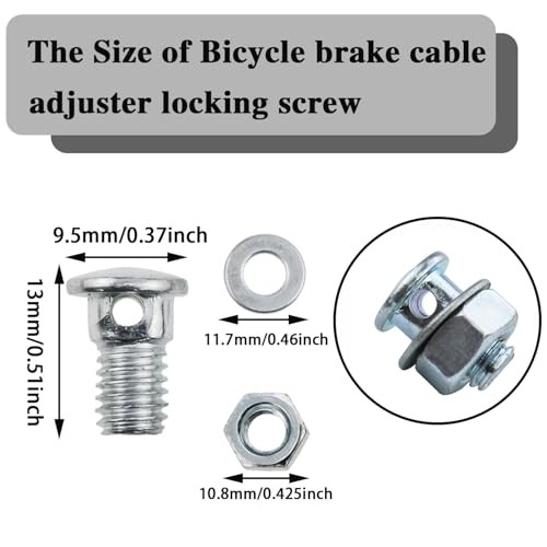 10 Pack Brake Cable Regulator Locking Screw with Nuts & Washers Sliver Clamp