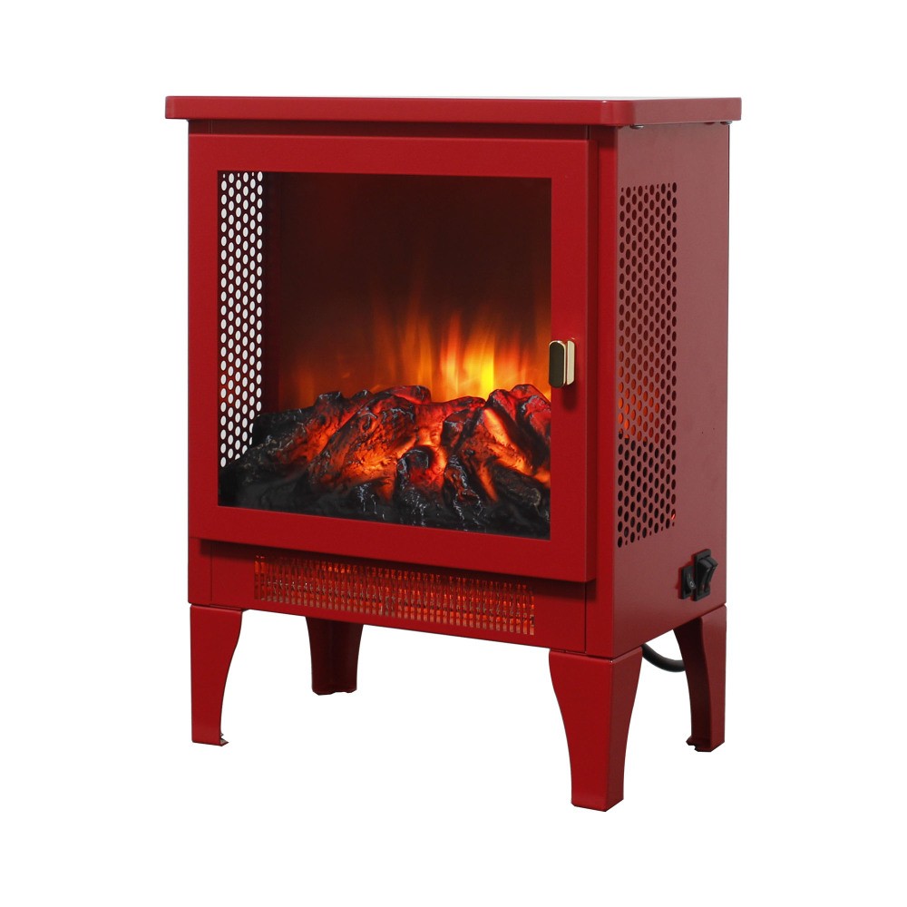 17" Freestanding Electric Stove Heater 3D Flame Red