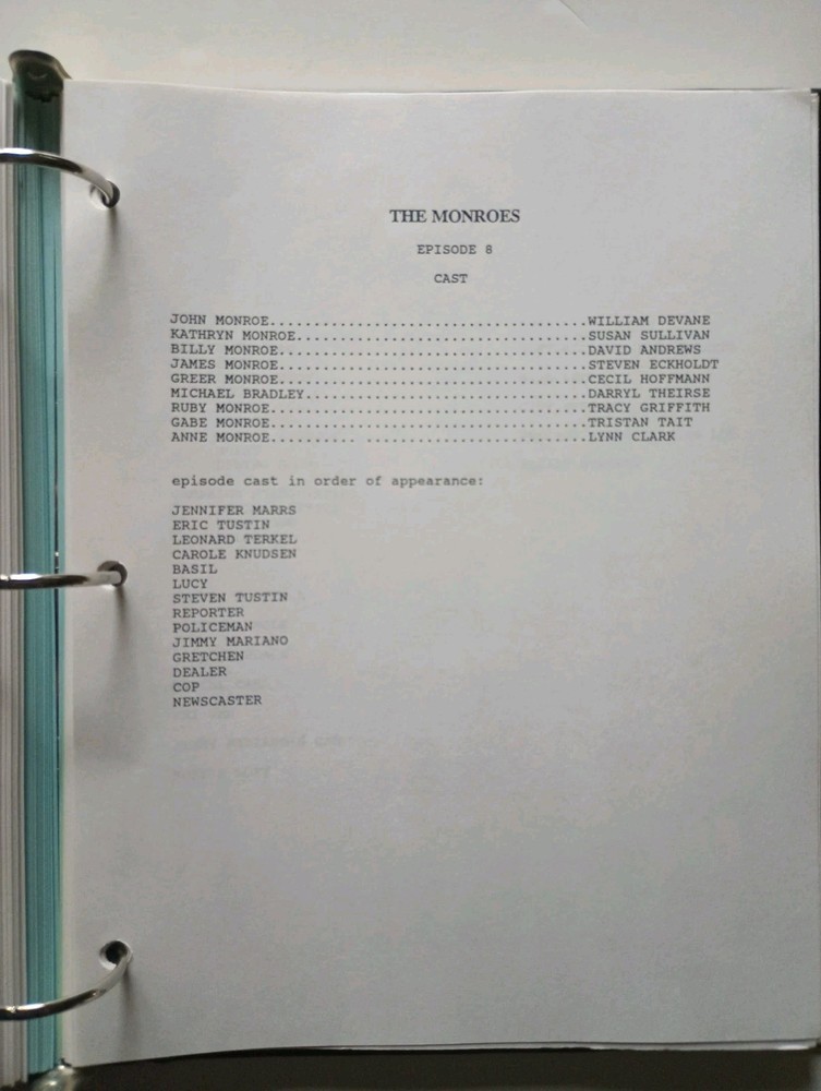THE MONROES (1995) TV Soap Opera Scripts & Production Binder William Devane