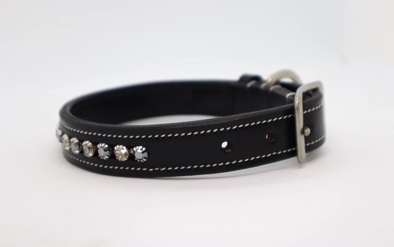 KL Select Impulsion Crystal Leather Dog Collar