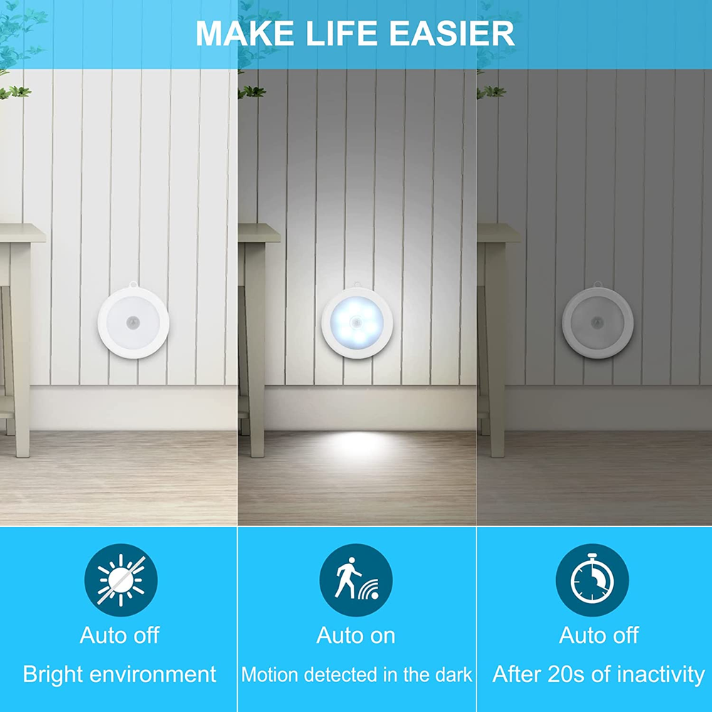 Mlambert 4 Pack Motion Sensor LED Night Light, Non-Fall Cordless Battery-Powered