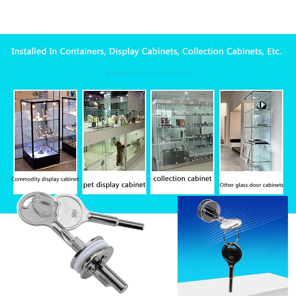 Glass Lock Sliding Door with Key Display case Locks Small, Silver