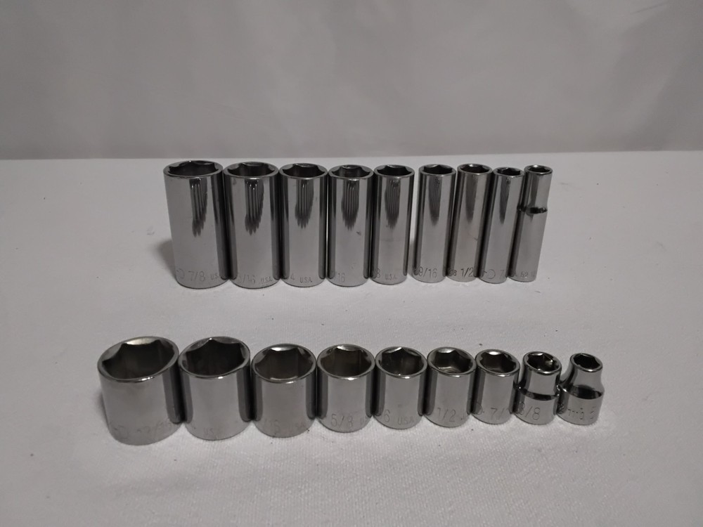 Rare KD Tools 24-Piece 3/8" Drive 6 Point Deep SAE Socket Set Vintage