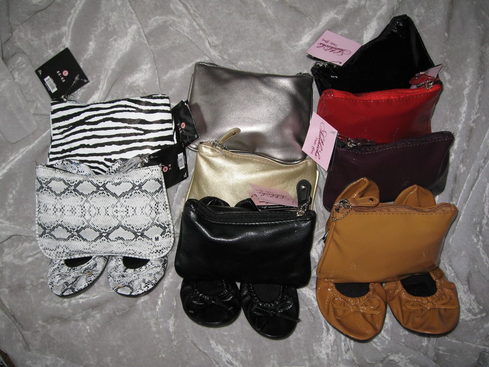 Sidekicks Foldable Ballet Style Shoes Matching Zipper Case Travel NEW!