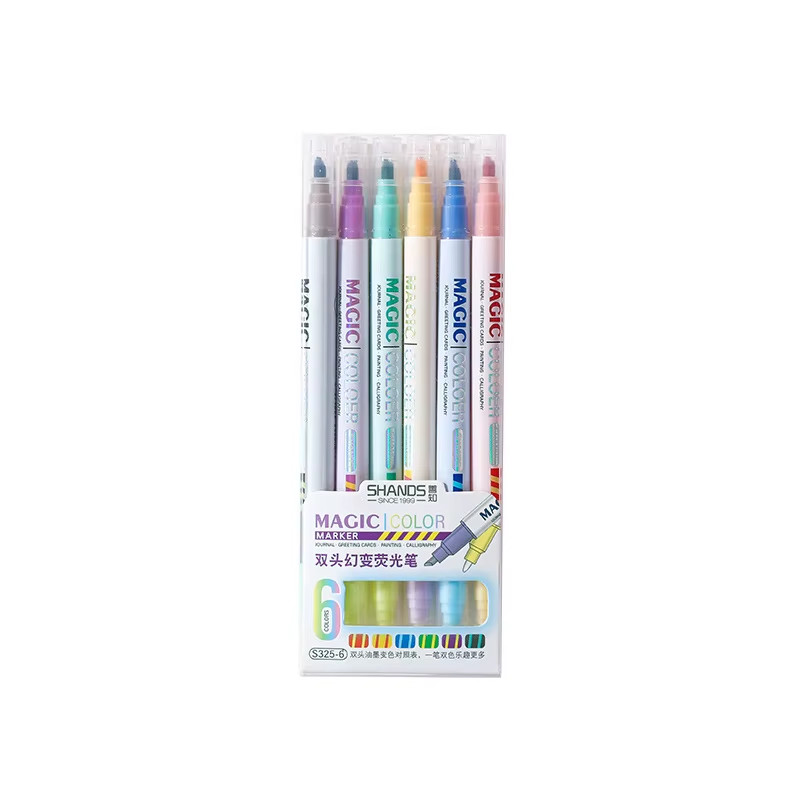 12Pcs Double-Ended Magic Color Changing Highlighter Pen Set, Student Diary Scrap