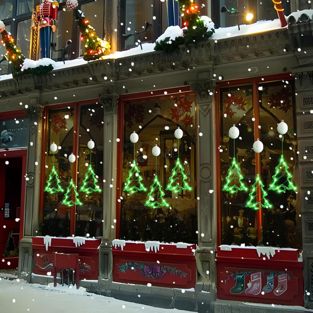 Christmas Decorations Tree Shaped Window LED Lights Battery Powered Gift 3Pcs