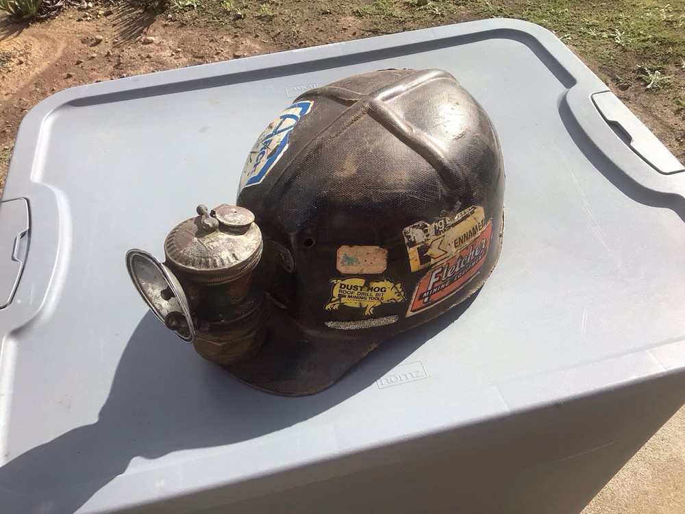 VINTAGE - MSA  COMFO CAP - COAL MINERS HARD HAT WITH LIGHT