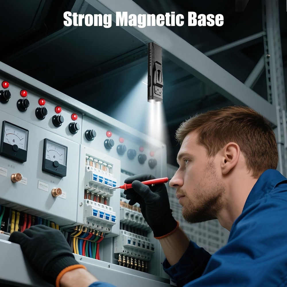 Rechargeable EDC Flashlight with Sound Beeper, Portable Flat Pocket Flashlights,