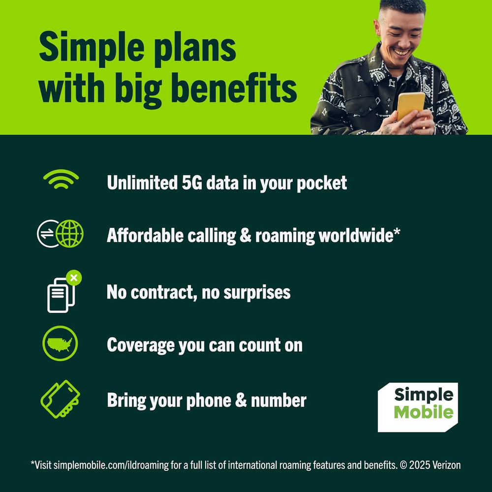 Simple Mobile Prepaid Sim Card Kit (4G LTE Network)