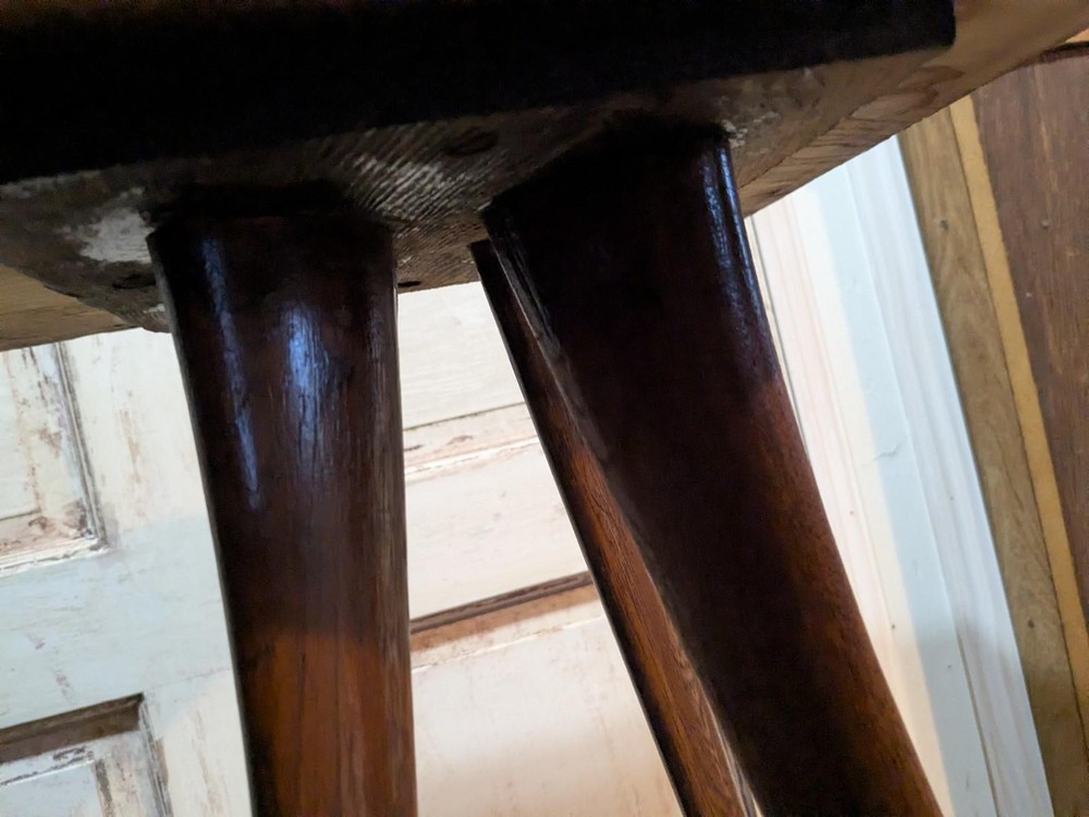 Antique Primitive Axe Handle Accent Lamp Table Nightstand End Rare Old Unsigned