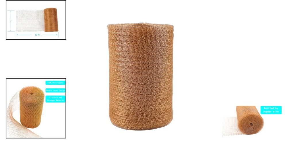 Versatile Copper Mesh 5in x 30ft - Cuttable, Rustproof, Ideal for Home & Garden