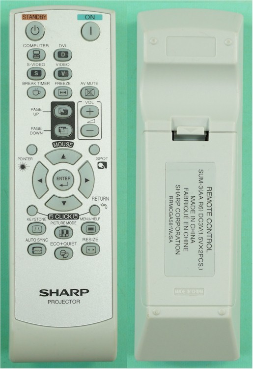 Sharp RRMCGA581WJSA Remote Control