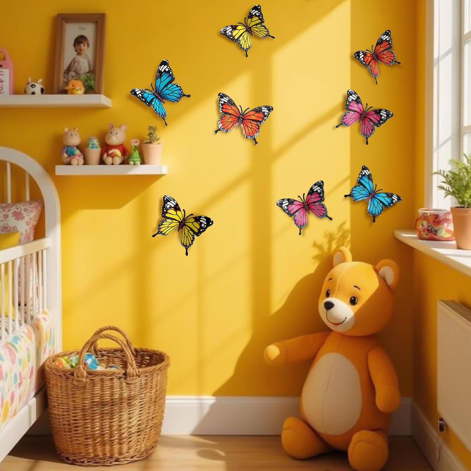 4 Pcs Metal Butterfly Wall Art Decor Outdoor Indoor Fence Wall Sculptures