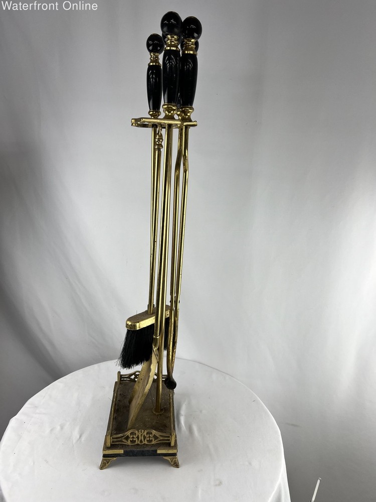 Marble Handle Brass Fireplace Tool Set Italian Style Base