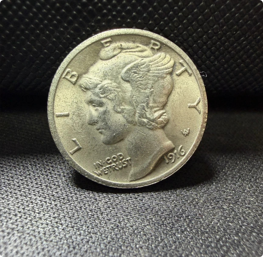 1916 D Mercury Dime Low production in the first year As shown in the figure